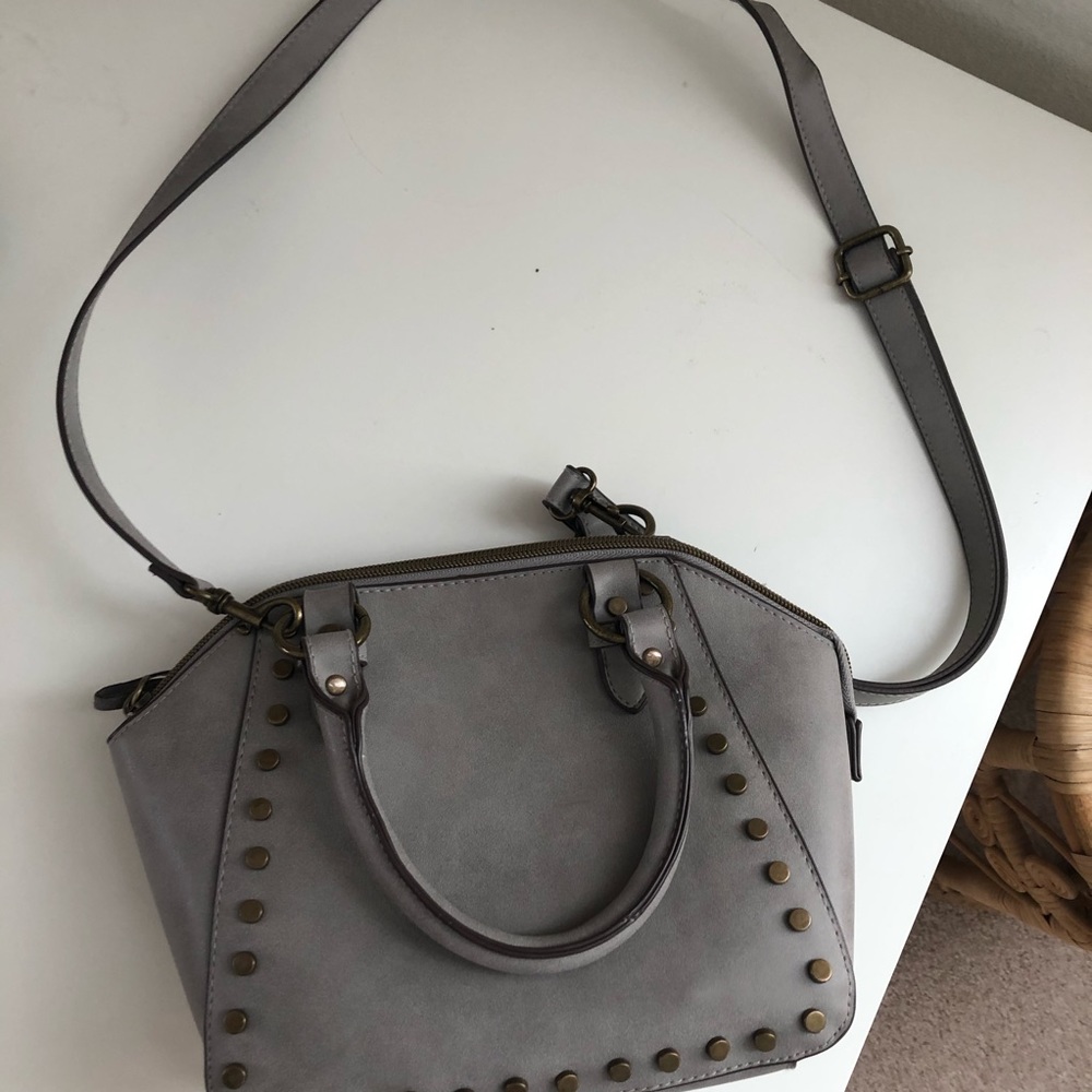 studded grey purse